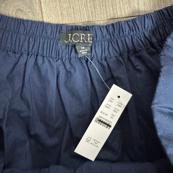 J.Crew Midi Skirt WMNS 20 Plus Navy Contrast Stitch Cotton Poplin Elastic Waist - Picture 4 of 7